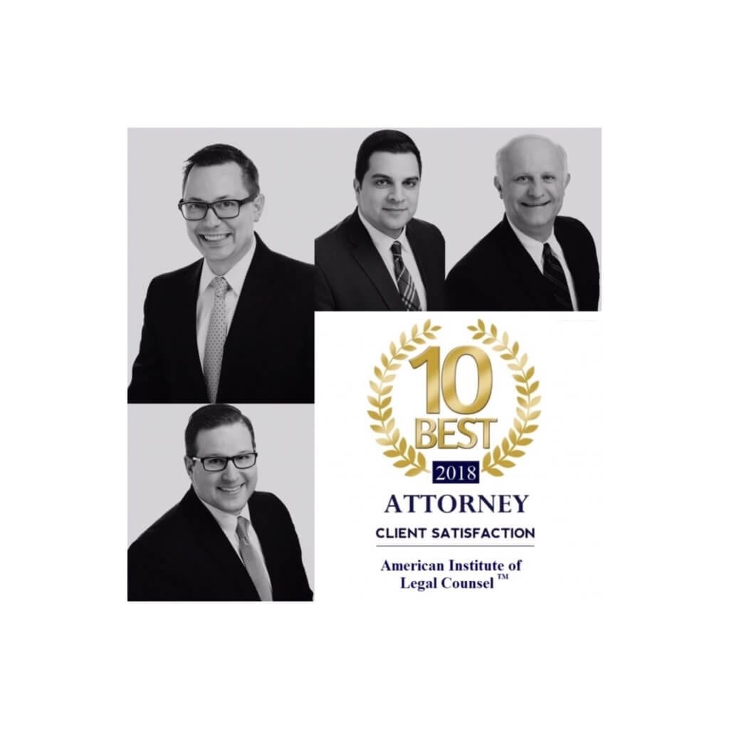 “10 Best” Attorney Client Satisfaction in Real Estate Law|Award Recipients, Kevin Hirzel, Joe Wloszek, and Brandan Hallaq