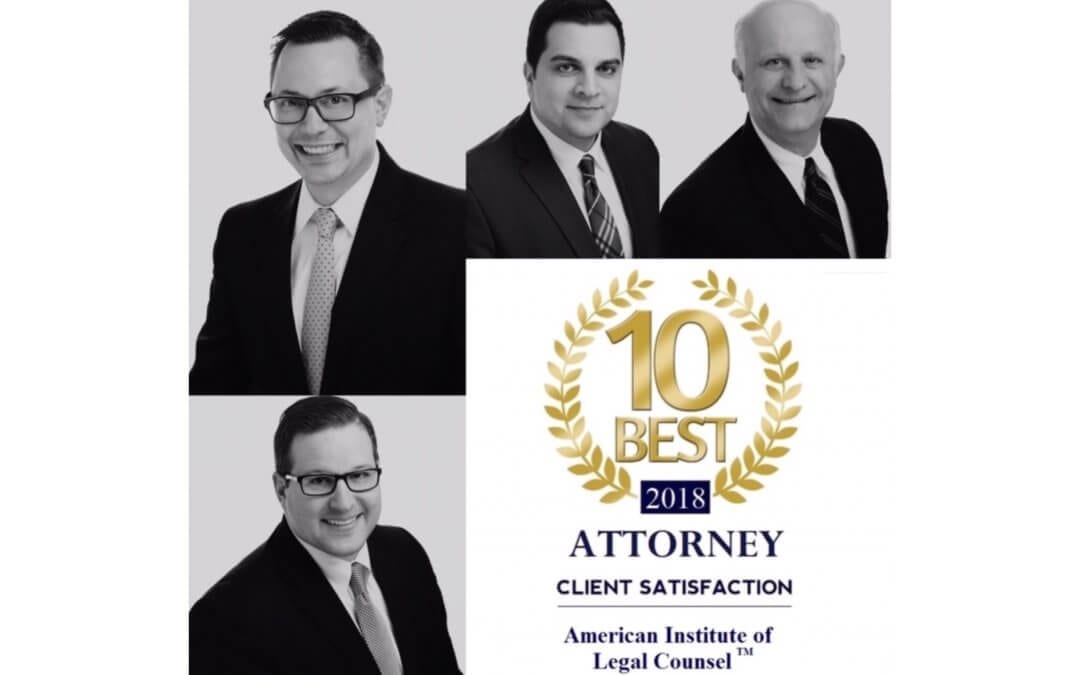 “10 Best” Attorney Client Satisfaction in Real Estate Law|Award Recipients, Kevin Hirzel, Joe Wloszek, and Brandan Hallaq